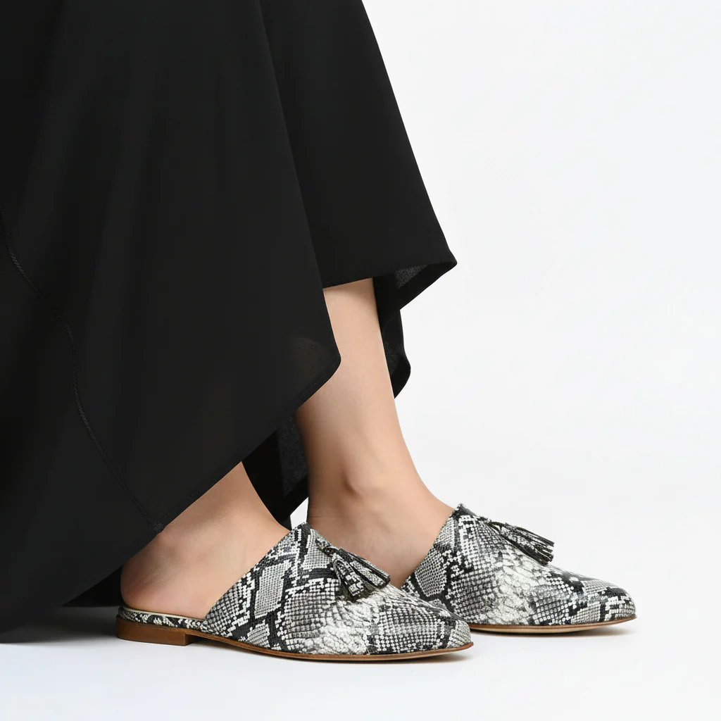 100F Lamis Cuir Serpent Noir Blanc – Image 3