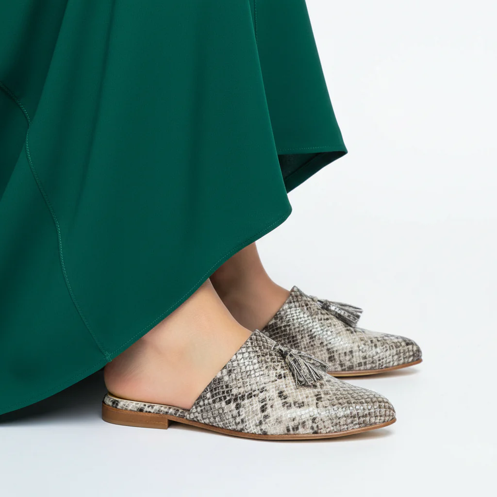 100F Lamis Cuir Serpent Beige Noir – Image 3