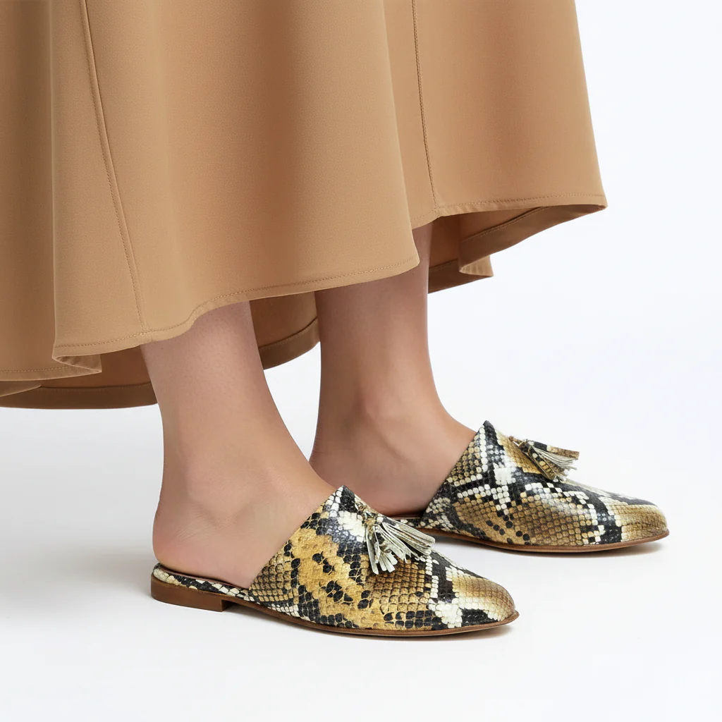 100F Lamis Cuir Serpent Jaune Beige – Image 3